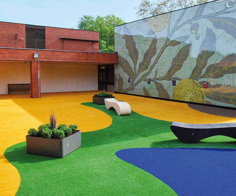 patterned Artificial grass school play area