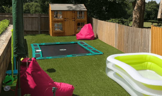 family garden with paddling pool