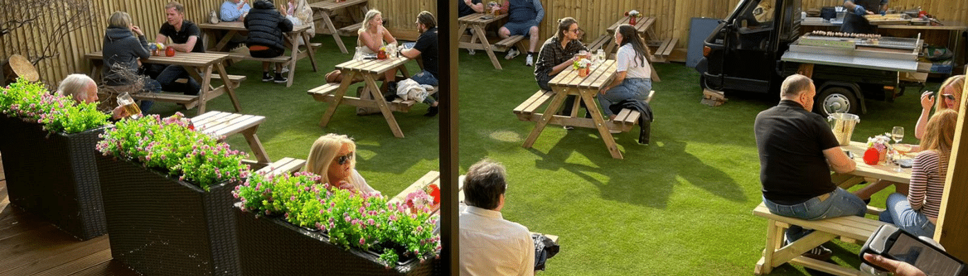pub garden with artificial grass