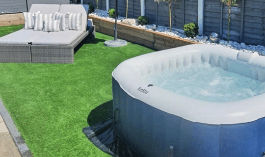 hot tub on artificial grass