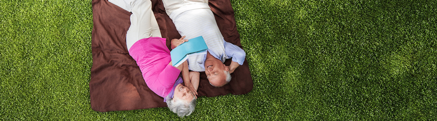 elderly couple benefit from fake grass