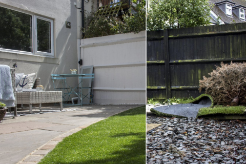 before and after artificial grass