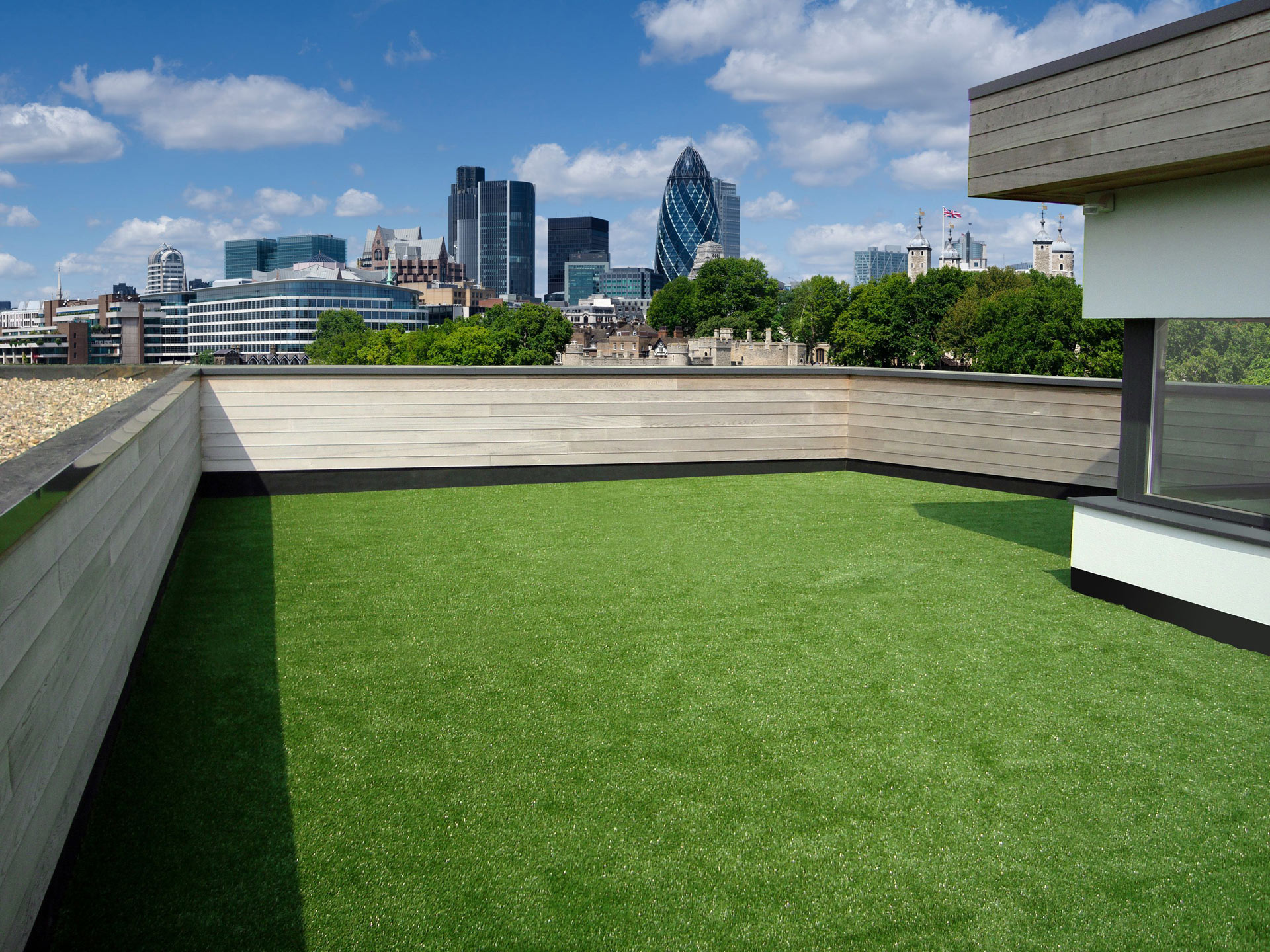 balcony in London with fake grass