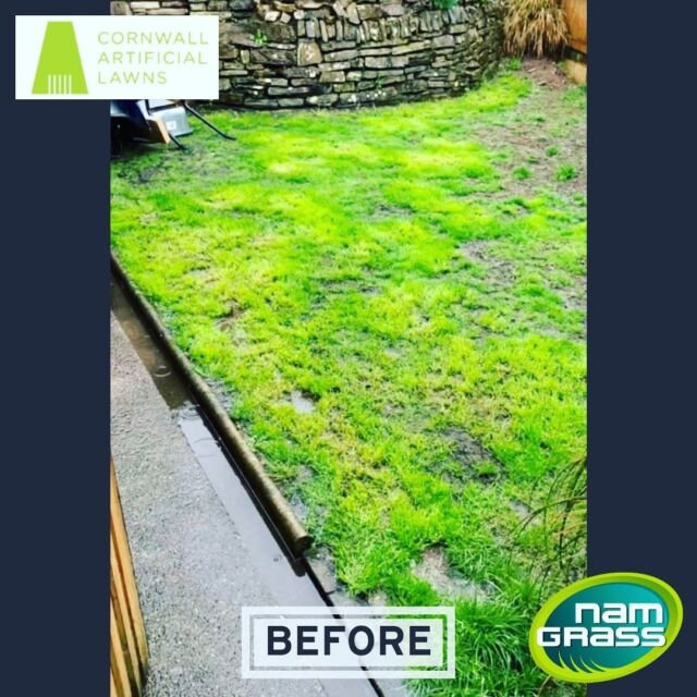 • TRANSFORMATION TUESDAY •  Swipe left ——————>  #Namgrass #artificialgrass #transformationtuesday #gardenmakeover @cornwallartificiallawns
